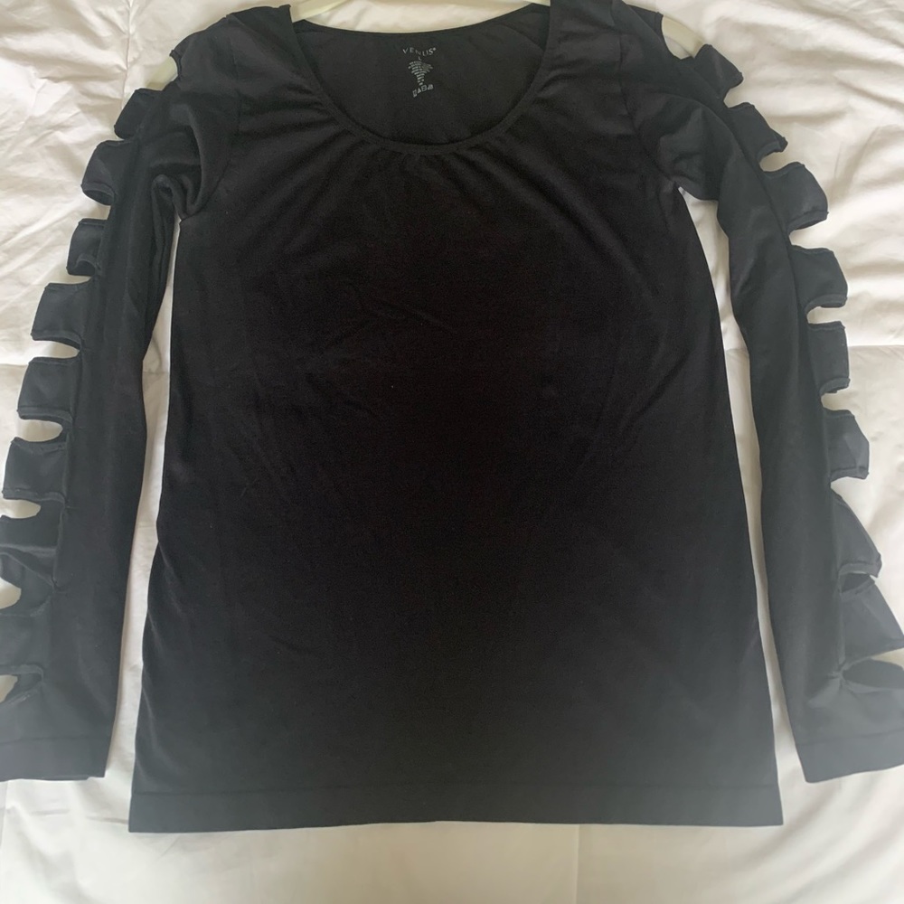 Cute cutout black knit top